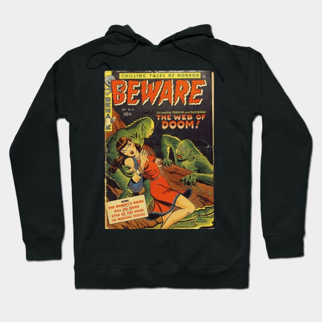 Beware! Swamp Monsters Comic Hoodie by Weirdette